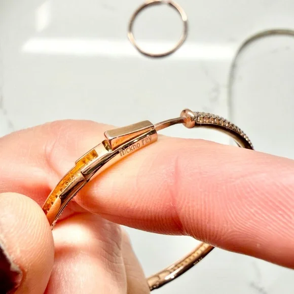 Nickho Rey Slim Tire 14K-Rose-Gold Vermeil & Crystal Hoop Earrings - Picture 6 of 6